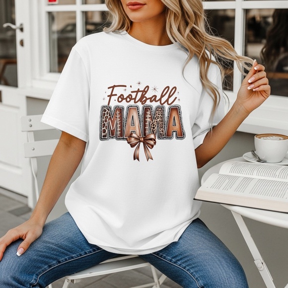 🏈 Game Day Football Mama  T-shirt XXL- 3XL Leopard, lace bow New White Handmade - Picture 4 of 14